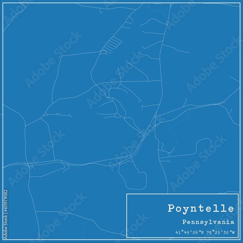 Blueprint US city map of Poyntelle, Pennsylvania.