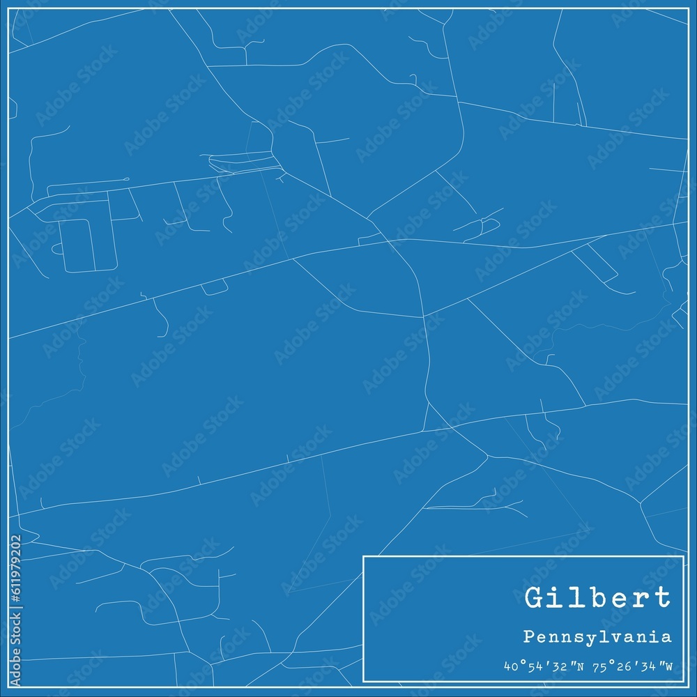 Blueprint US city map of Gilbert, Pennsylvania.