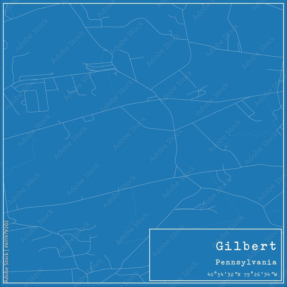 Blueprint US city map of Gilbert, Pennsylvania. Blueprint US city map of Gilbert, Pennsylvania.