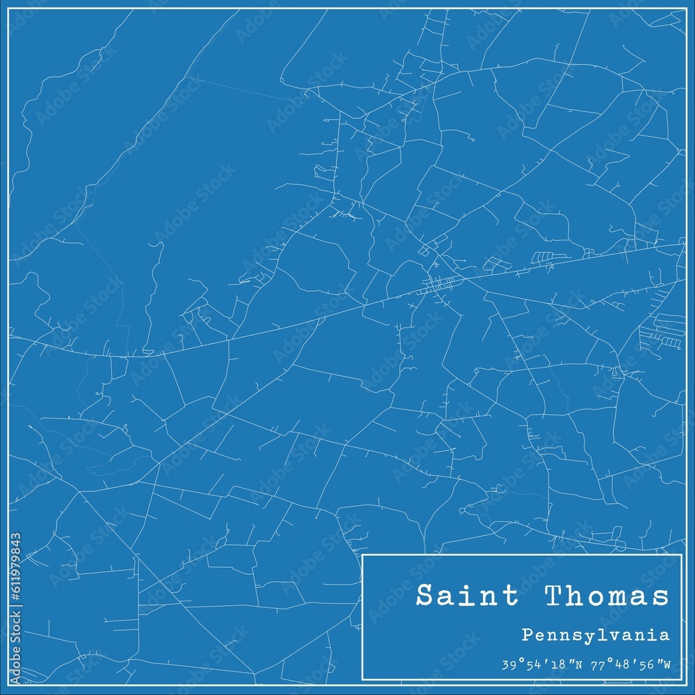 Blueprint US city map of Saint Thomas, Pennsylvania.