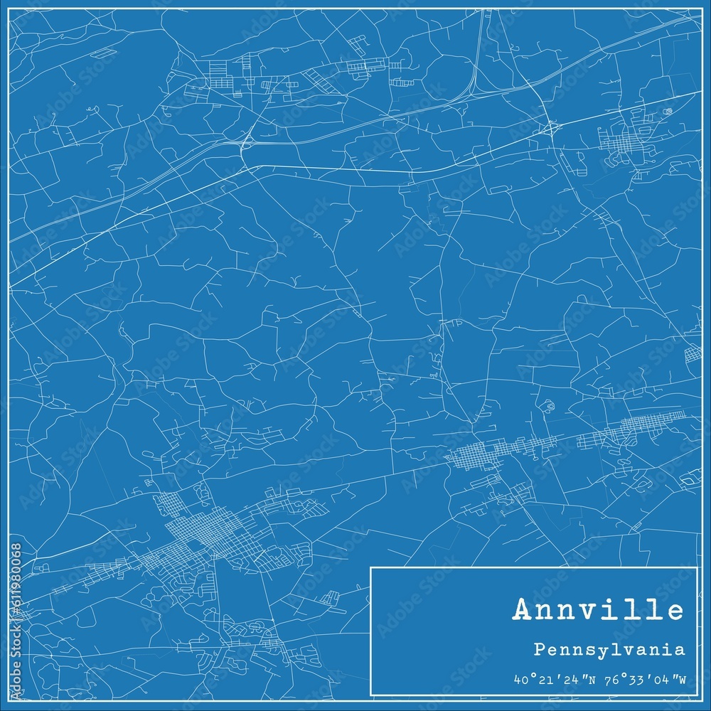 Blueprint US city map of Annville, Pennsylvania.