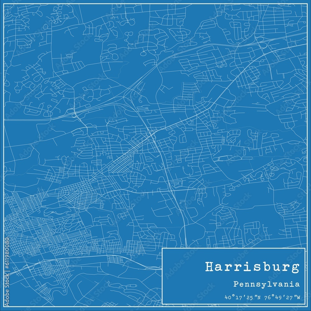 Blueprint US city map of Harrisburg, Pennsylvania. Blueprint US city map of Harrisburg, Pennsylvania.