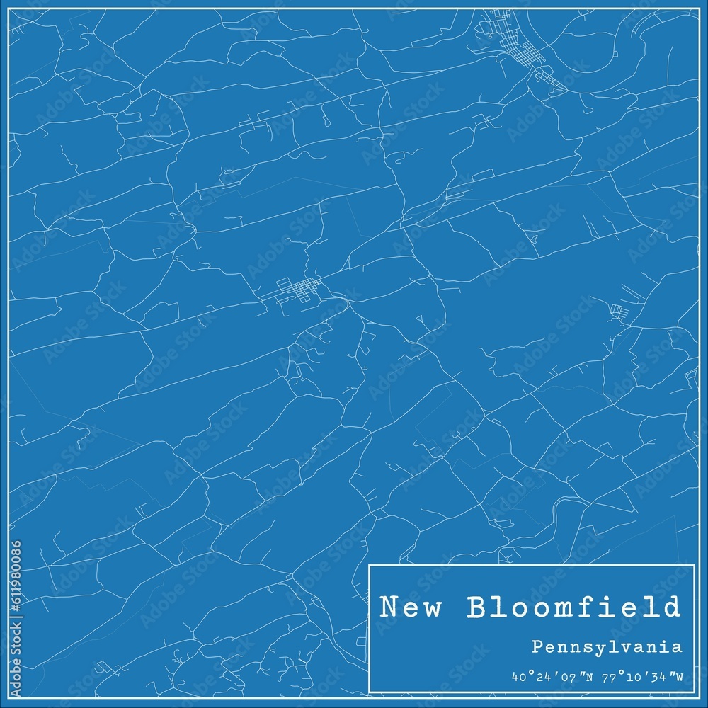 Blueprint US city map of New Bloomfield, Pennsylvania.