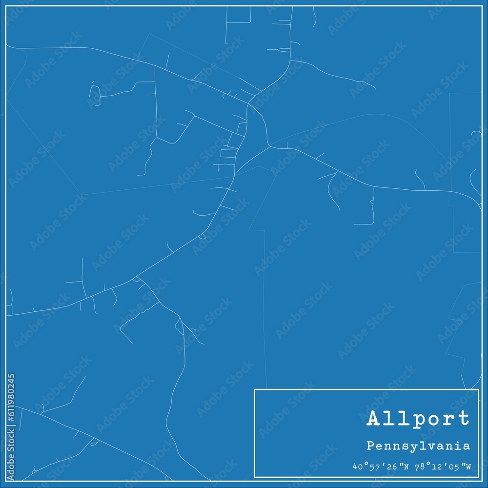 Blueprint US city map of Allport, Pennsylvania.