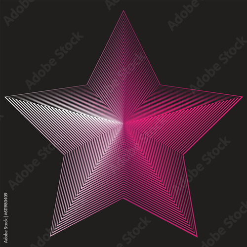 Colourful star for web design in black background. Star retro punk design element. technology star on black background. Vector illustration.