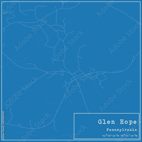 Blueprint US city map of Glen Hope, Pennsylvania.