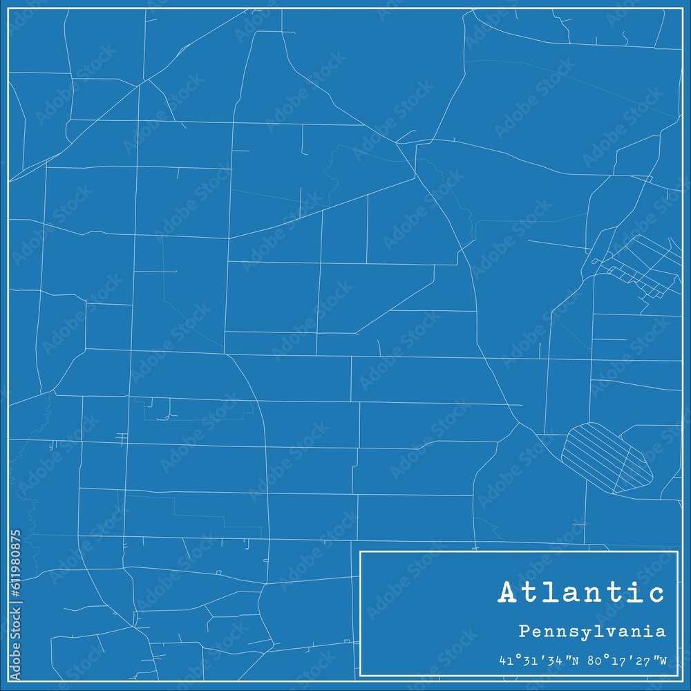 Blueprint US city map of Atlantic, Pennsylvania.