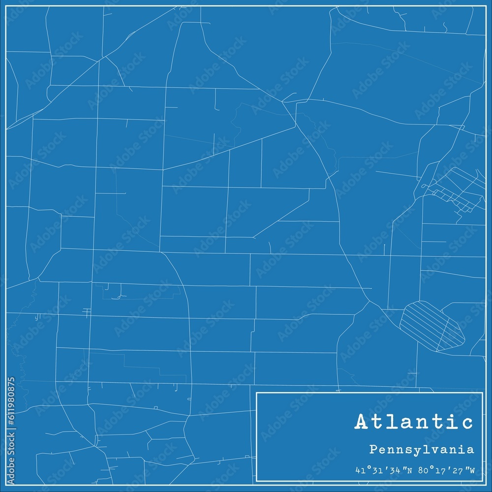 Fototapeta premium Blueprint US city map of Atlantic, Pennsylvania.