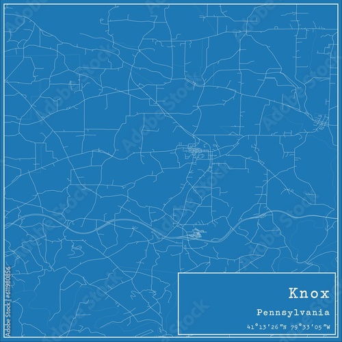 Blueprint US city map of Knox, Pennsylvania.