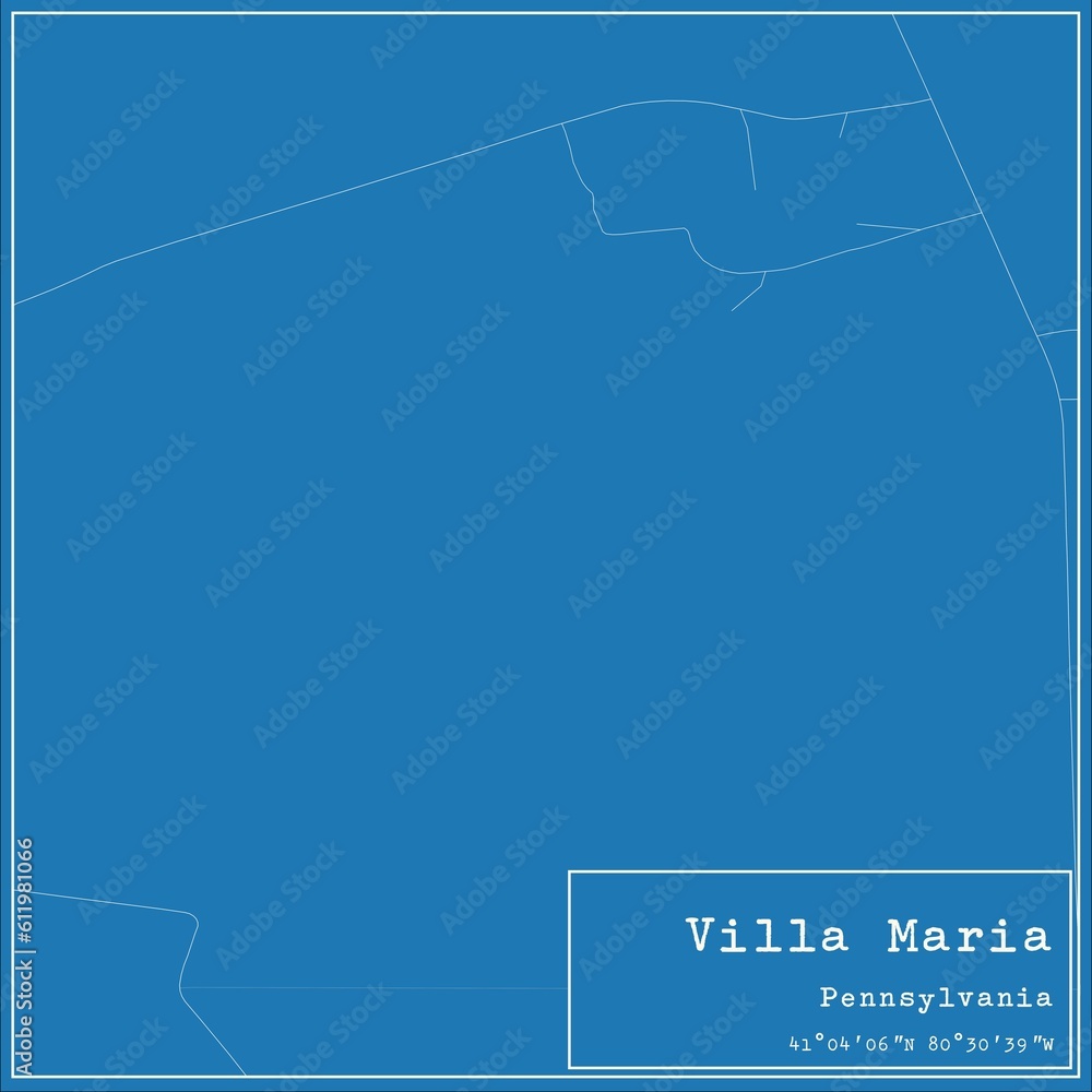 Naklejka premium Blueprint US city map of Villa Maria, Pennsylvania.