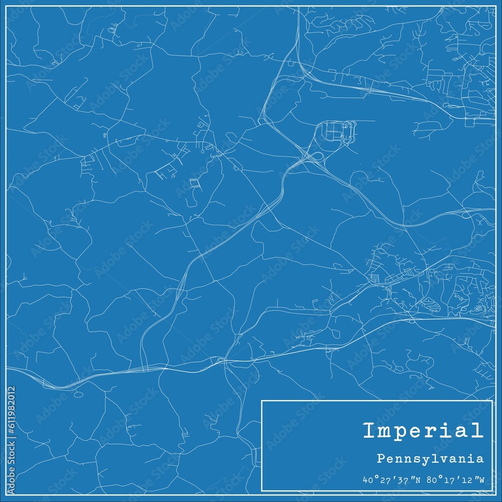 Blueprint US city map of Imperial, Pennsylvania.