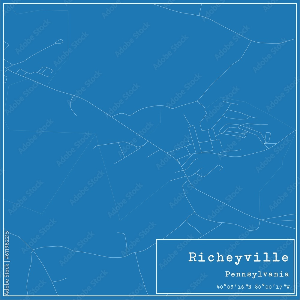 Blueprint US city map of Richeyville, Pennsylvania. Blueprint US city map of Richeyville, Pennsylvania.