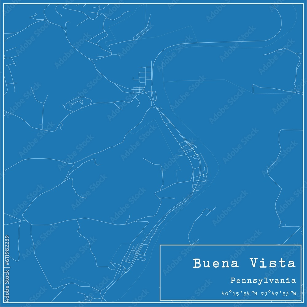 Blueprint US city map of Buena Vista, Pennsylvania.
