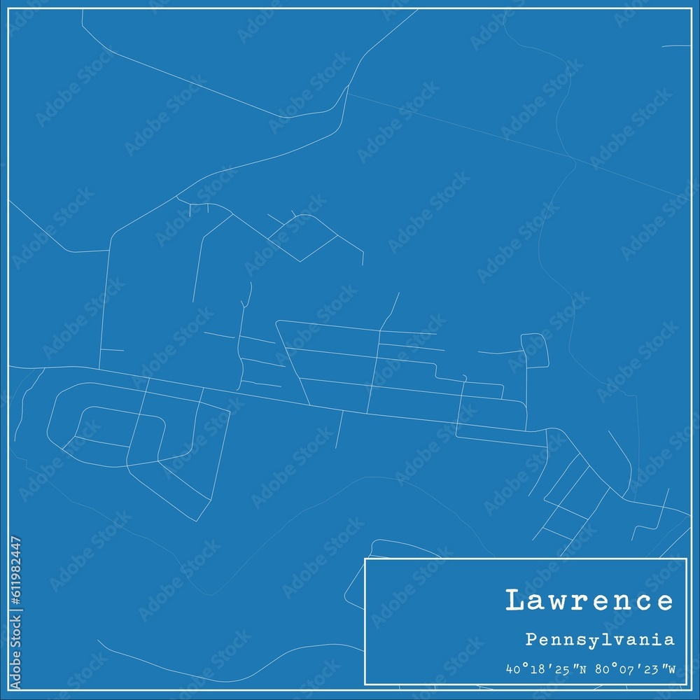Blueprint US city map of Lawrence, Pennsylvania.