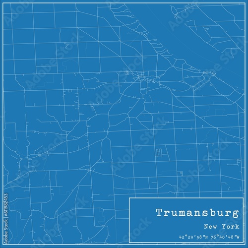 Blueprint US city map of Trumansburg  New York.