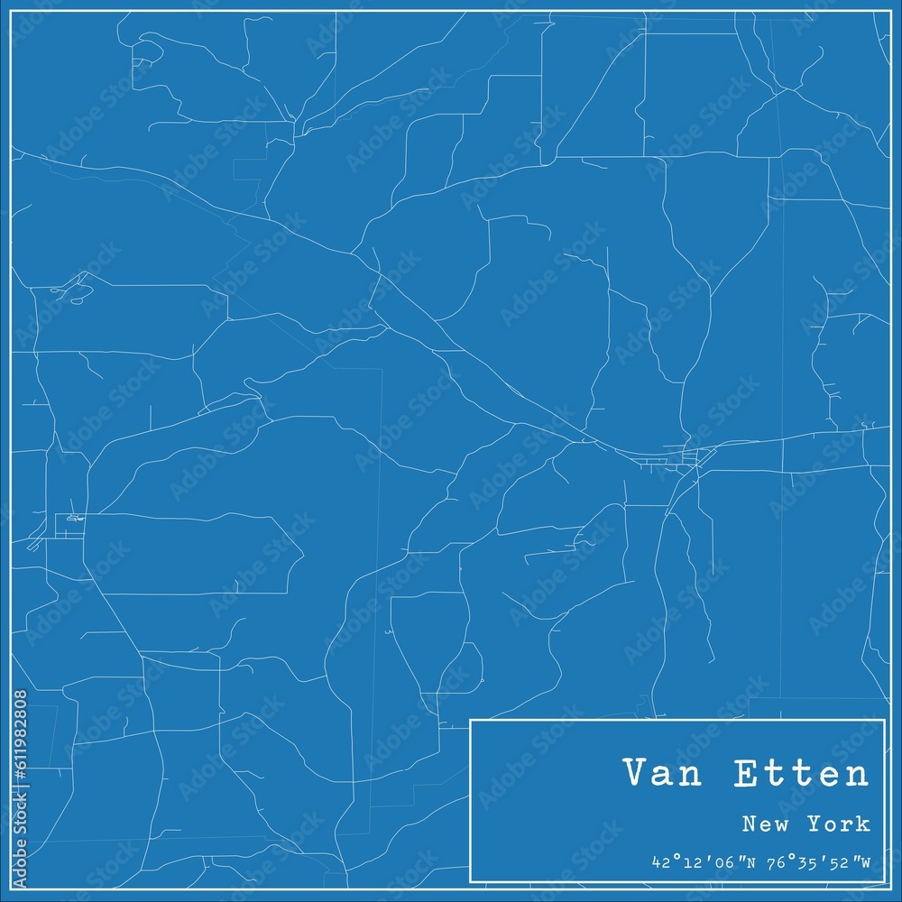 Blueprint US city map of Van Etten, New York. Blueprint US city map of Van Etten, New York.