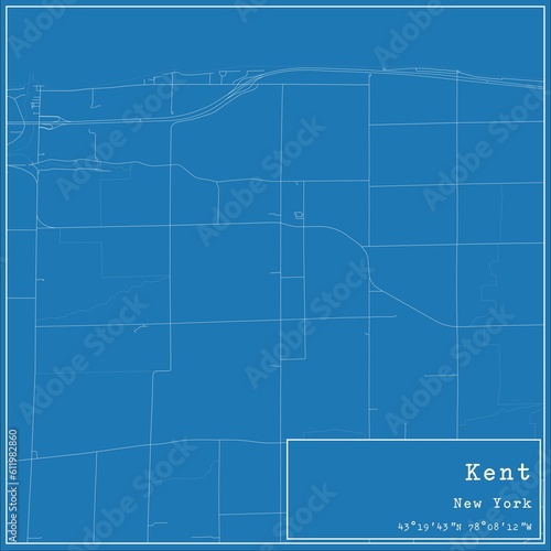 Blueprint US city map of Kent, New York.