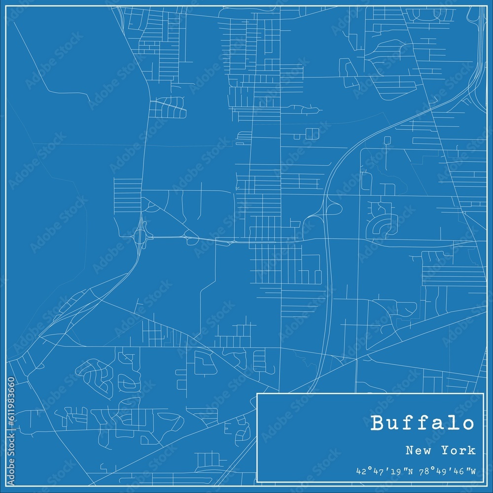 Blueprint US city map of Buffalo, New York. Blueprint US city map of Buffalo, New York.