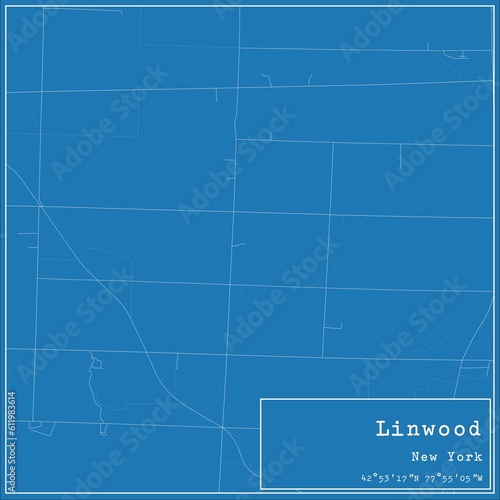 Blueprint US city map of Linwood, New York. © Rezona