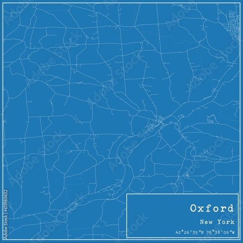 Blueprint US city map of Oxford, New York. photo