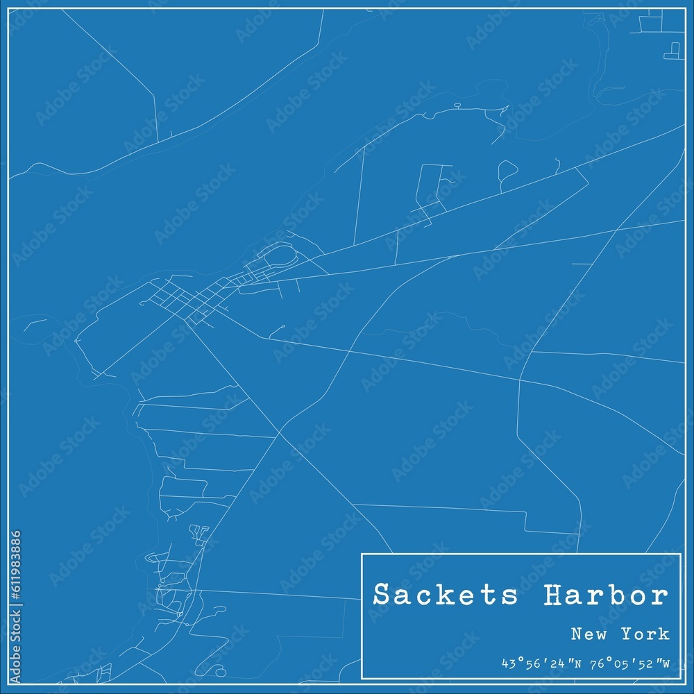 Blueprint US city map of Sackets Harbor, New York. Blueprint US city map of Sackets Harbor, New York.