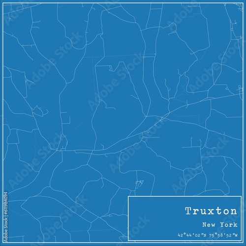 Blueprint US city map of Truxton, New York. photo