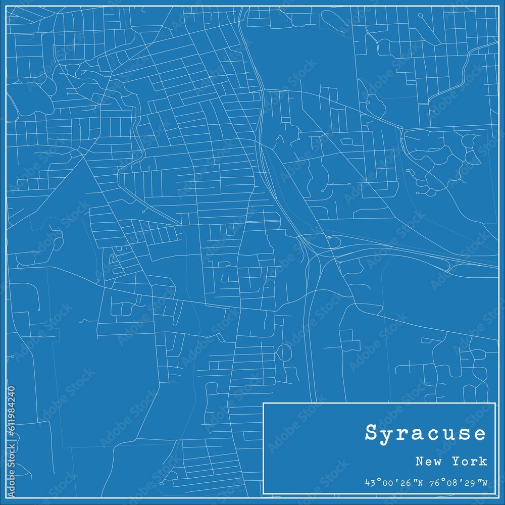 Blueprint US city map of Syracuse, New York. Blueprint US city map of Syracuse, New York.