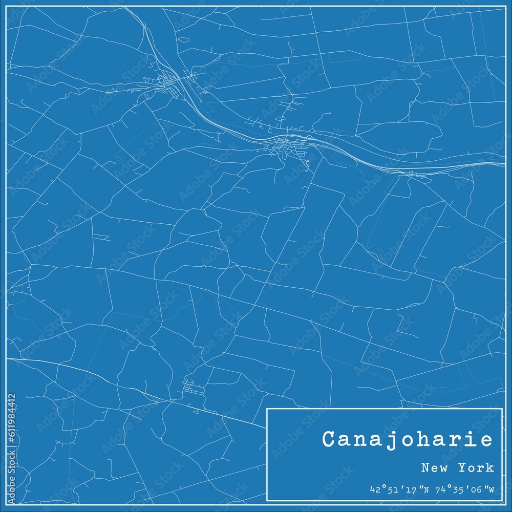 Blueprint US city map of Canajoharie, New York.