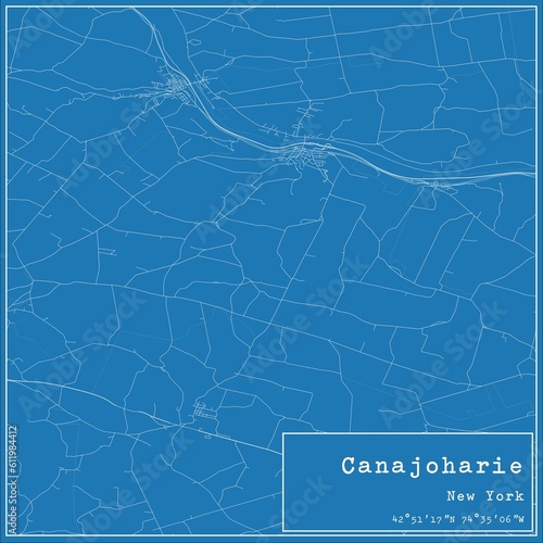 Blueprint US city map of Canajoharie, New York.