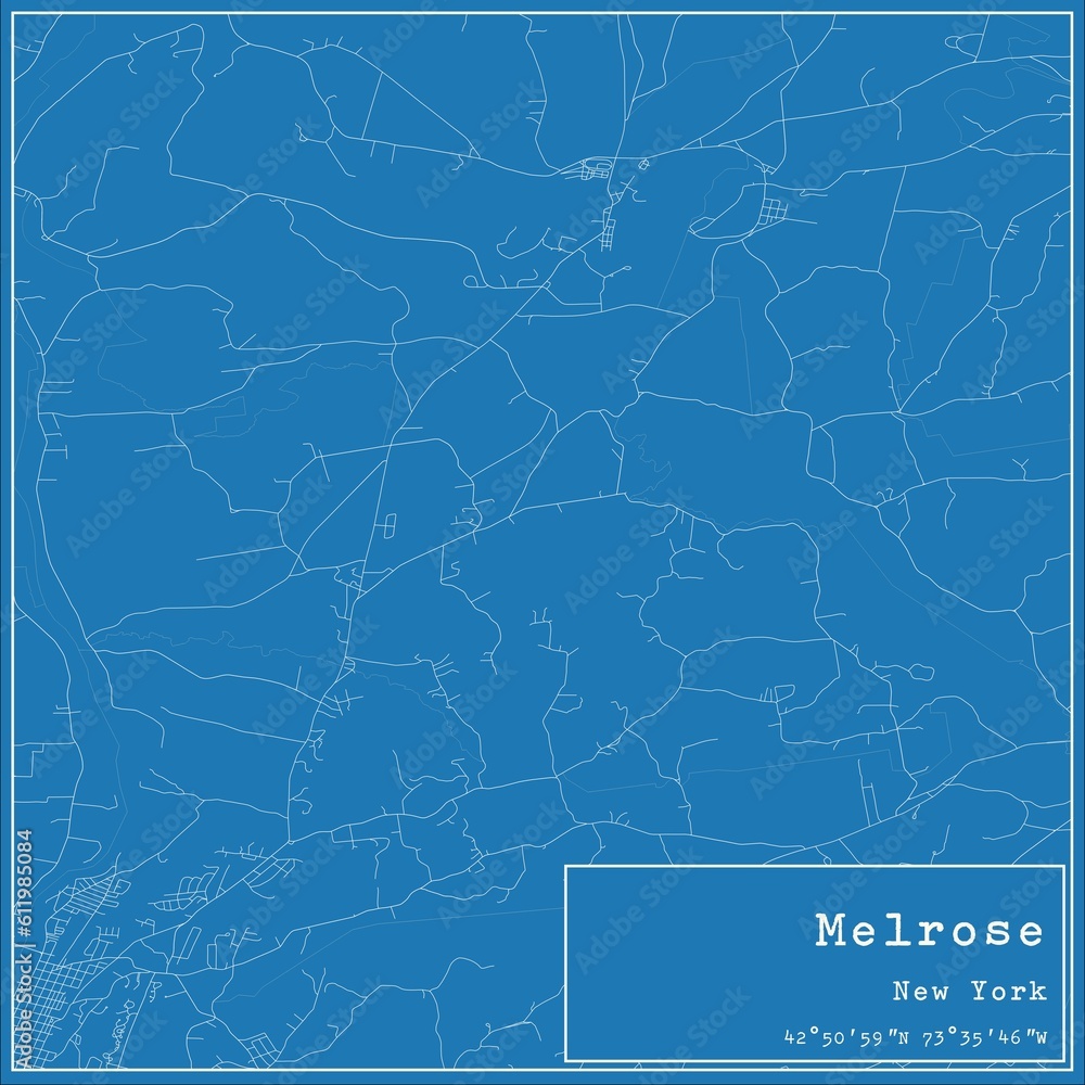Fototapeta premium Blueprint US city map of Melrose, New York.