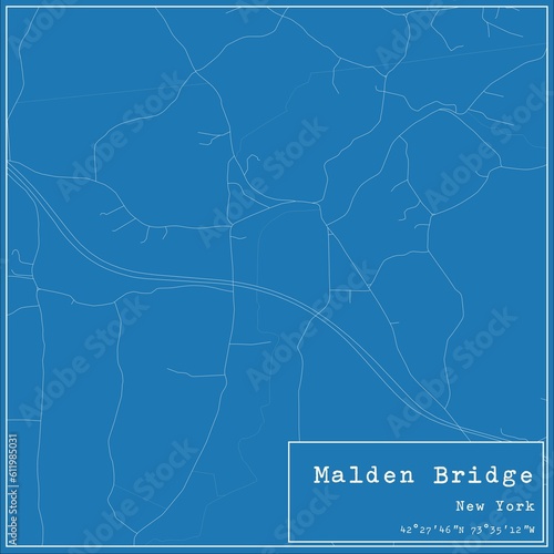 Blueprint US city map of Malden Bridge  New York.