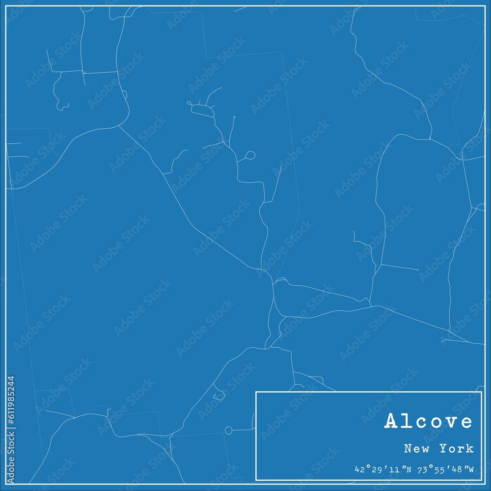Blueprint US city map of Alcove, New York.