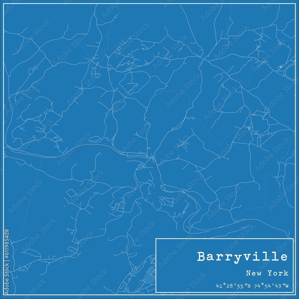 Blueprint US city map of Barryville, New York. Blueprint US city map of Barryville, New York.