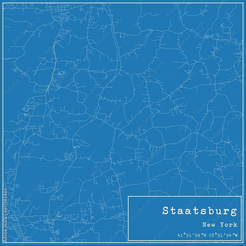 Blueprint US city map of Staatsburg, New York.