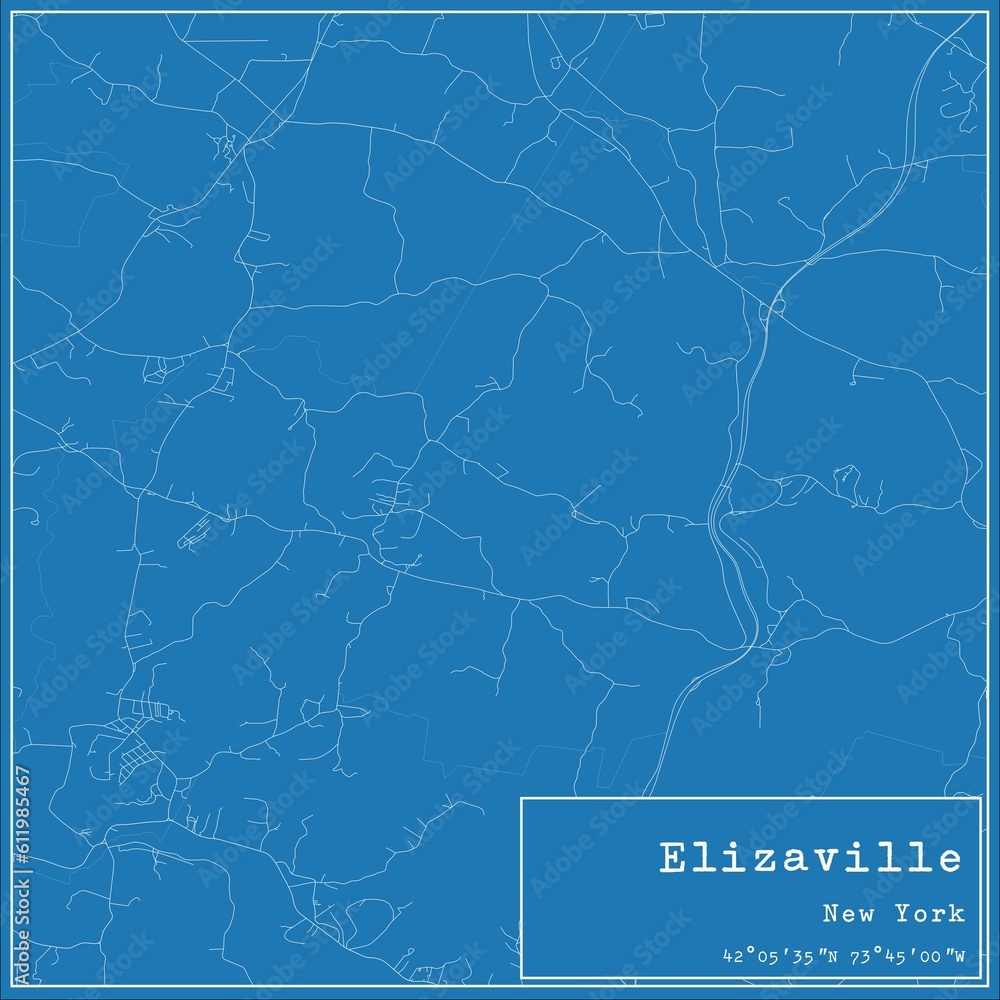 Obraz premium Blueprint US city map of Elizaville, New York.