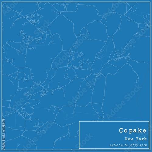 Blueprint US city map of Copake  New York.