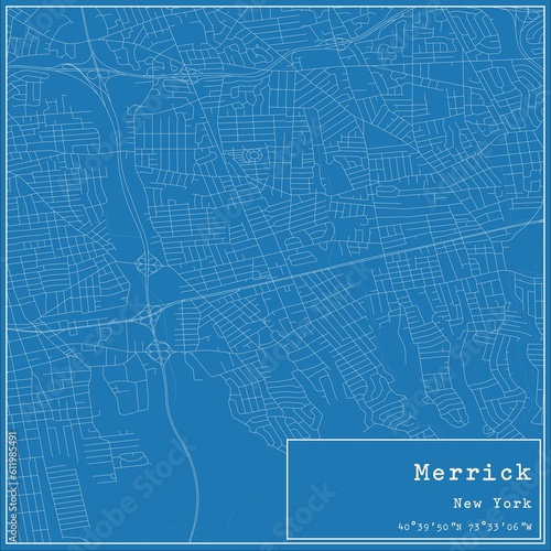 Wallpaper Mural Blueprint US city map of Merrick, New York. Torontodigital.ca