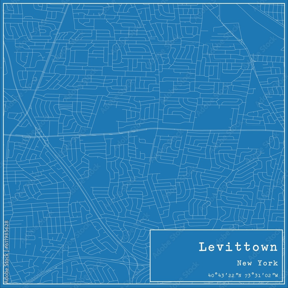Fototapeta mapa świata dla dzieci Blueprint US city map of Levittown