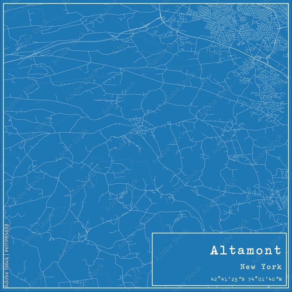 Blueprint US city map of Altamont, New York.