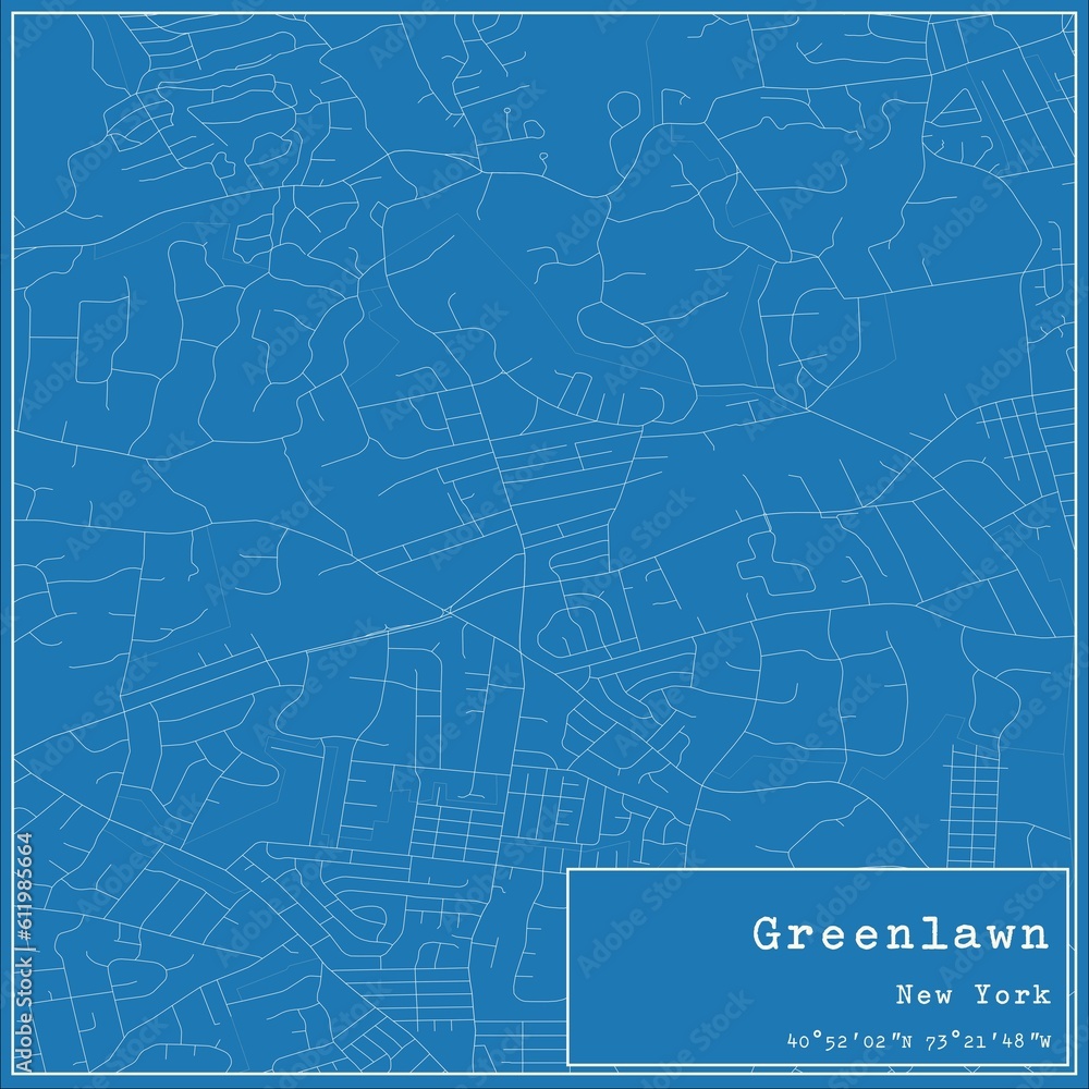 Blueprint US city map of Greenlawn, New York.