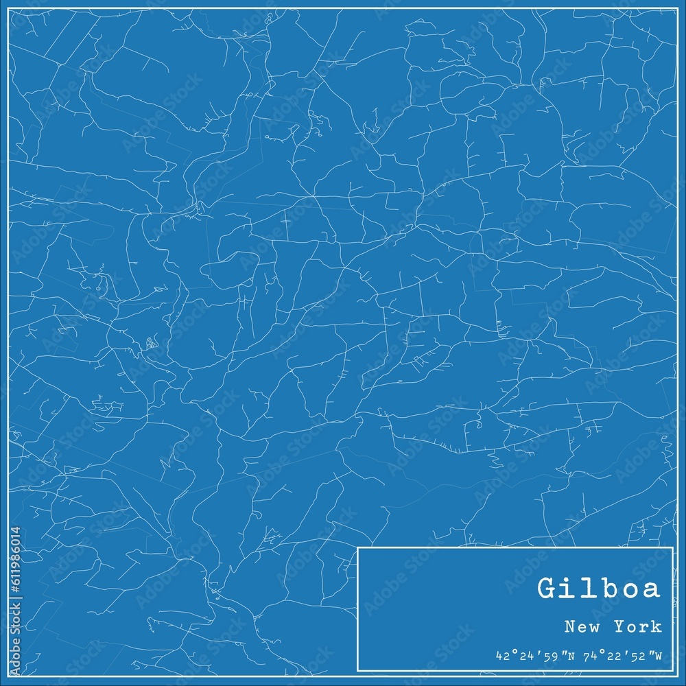 Blueprint US city map of Gilboa, New York.