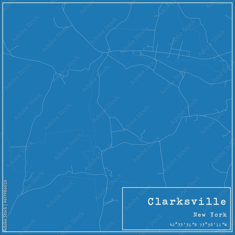 Blueprint US city map of Clarksville, New York. Blueprint US city map of Clarksville, New York.