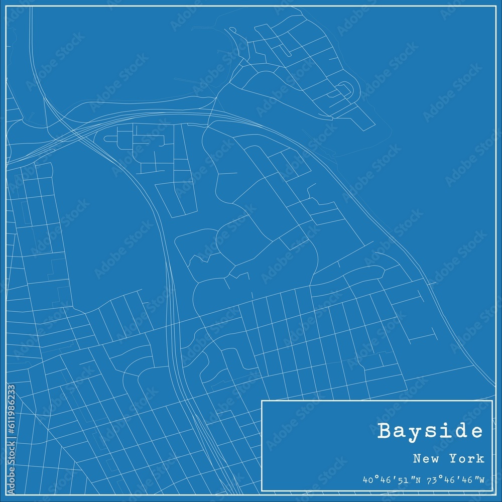 Fototapeta premium Blueprint US city map of Bayside, New York.