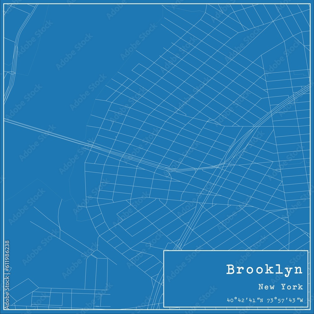 Blueprint US city map of Brooklyn, New York. Blueprint US city map of Brooklyn, New York.