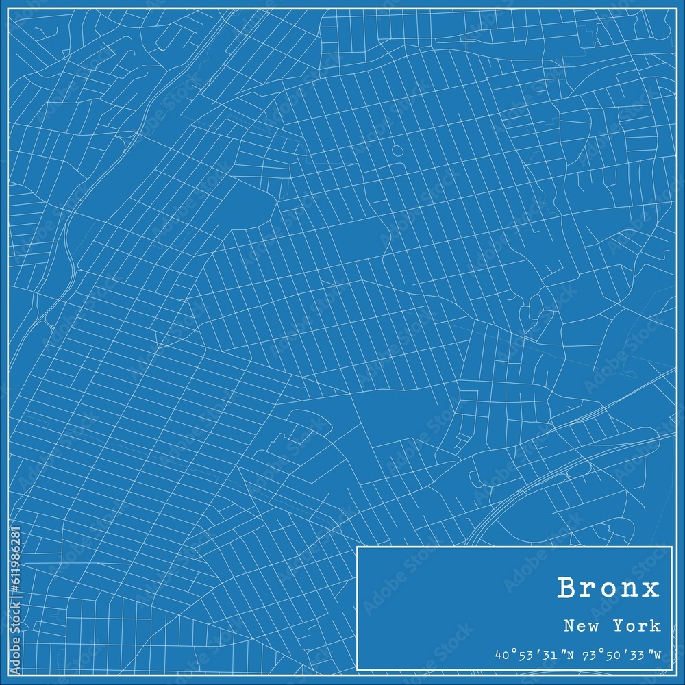 Blueprint US city map of Bronx, New York. Blueprint US city map of Bronx, New York.