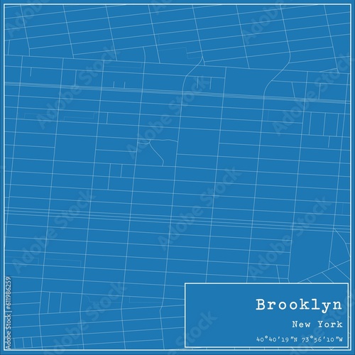 Blueprint US city map of Brooklyn, New York. © Rezona