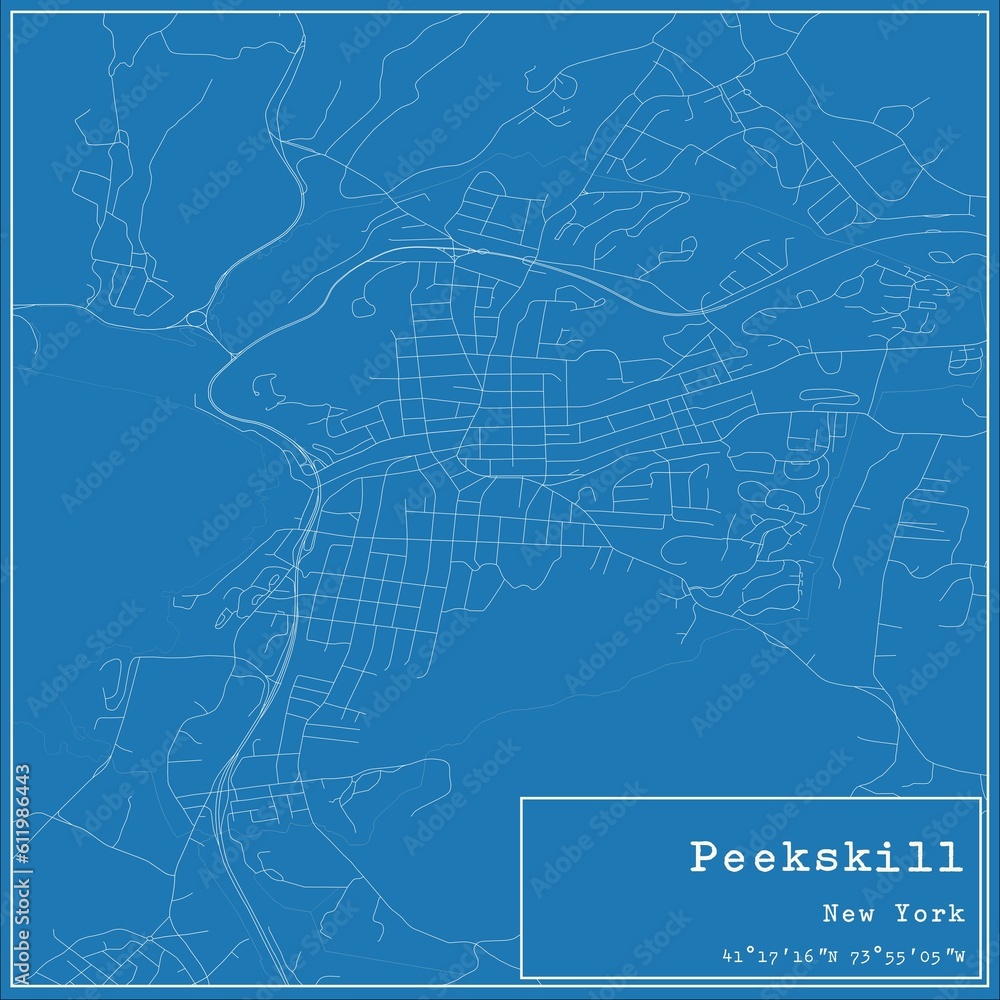 Fototapeta premium Blueprint US city map of Peekskill, New York.