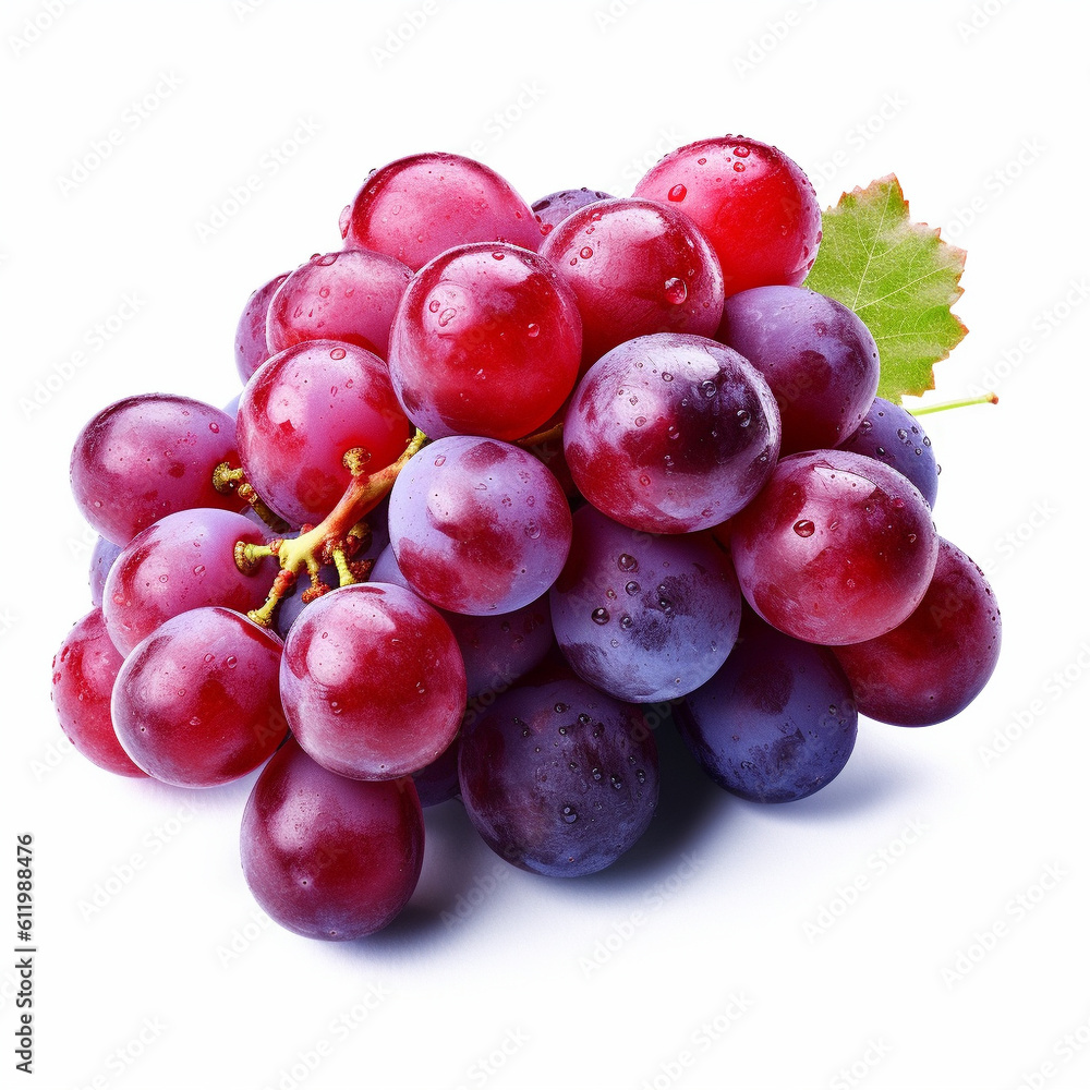 red grapes isolated on white