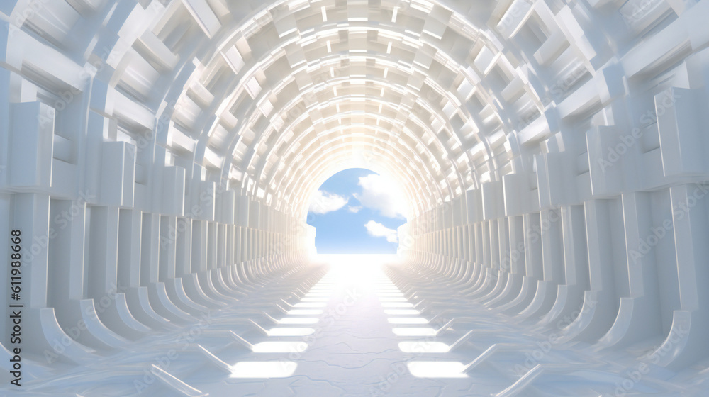 Obraz premium a bright white tunnel of heaven with fast perspective