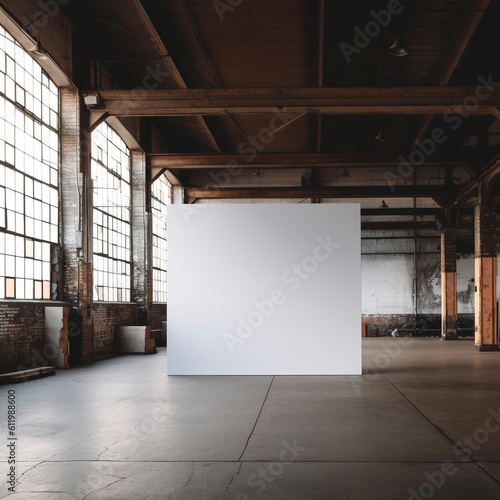 big white blank canvas on the ware house  mockup canvas